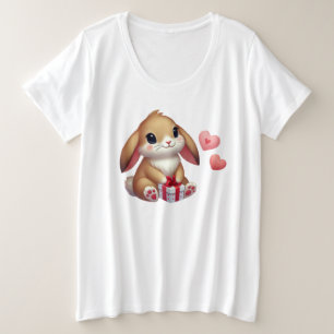 Cute Valentine's Day bunny rabbit  Plus Size T-Shirt