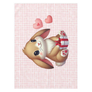 Cute Valentine's Day bunny rabbit Tablecloth
