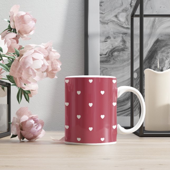 Cute Valentine's Day Burgundy Hearts Coffee Mug (Creator Uploaded)