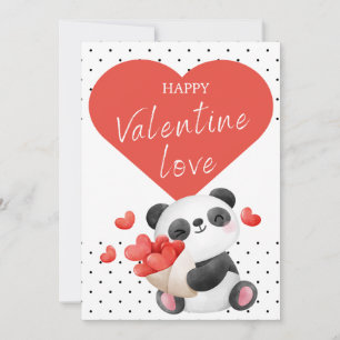Cute Valentines Day Card Baby Panda Heart 