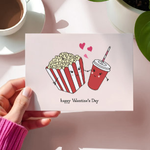 Cute Valentines Day Card Popcorn And Soda Design