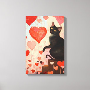 Cute Valentines Day Cat Canvas Print