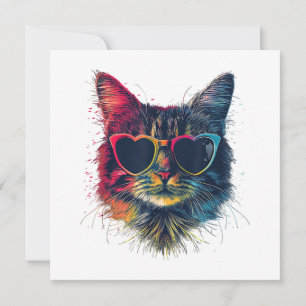 Cute Valentines Day Cat Heart Sunglasses Women Tee Save The Date