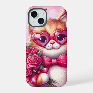 Cute Valentine's day cat/kiten iPhone 15 Case