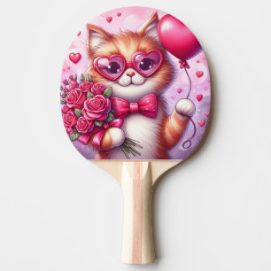 Cute Valentine's day cat/kiten Ping Pong Paddle