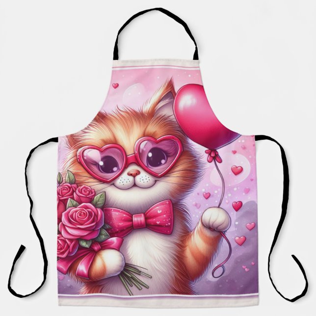 Cute Valentine's day cat/kitten Apron (Front)