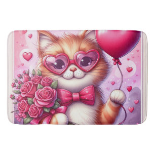 Cute Valentine's day cat/kitten Bath Mat