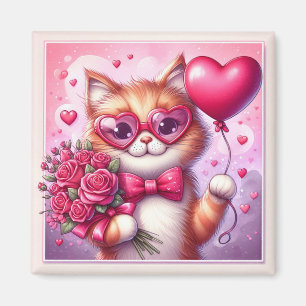 Cute Valentine's day cat/kitten Magnet