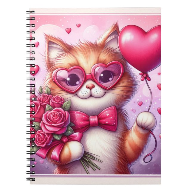 Cute Valentine's day cat/kitten Notebook (Front)