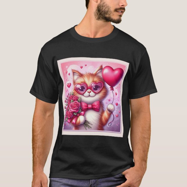 Cute Valentine's day cat/kitten T-Shirt (Front)