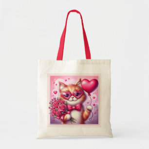 Cute Valentine's day cat/kitten Tote Bag
