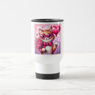 Cute Valentine's day cat/kitten Travel Mug