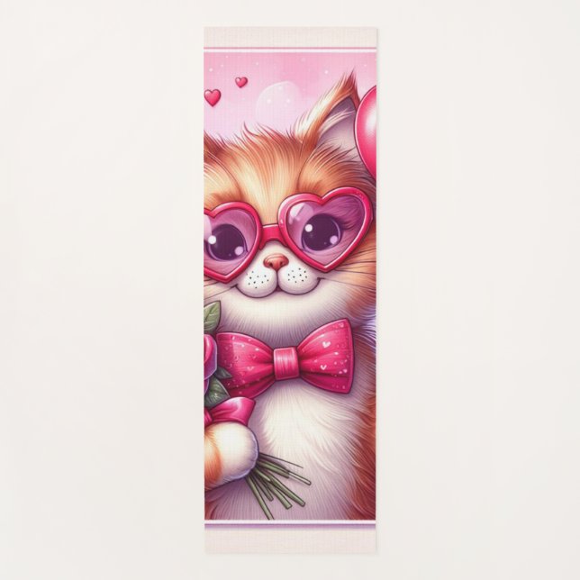 Cute Valentine's day cat/kitten Yoga Mat (Front)