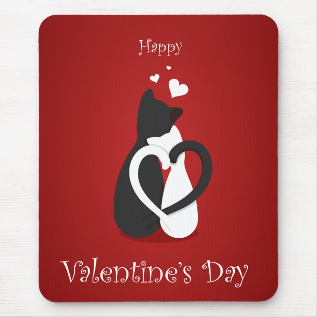 Cute Valentine's Day Cats Love Mouse Pad (Front)
