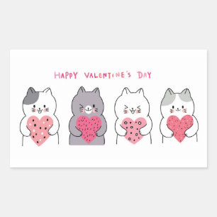 Cute Valentine's Day Cats Rectangular Sticker