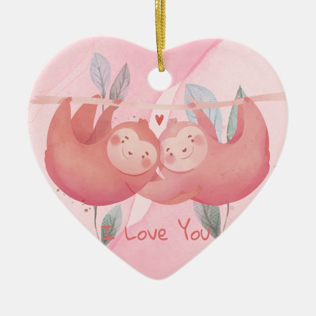 Cute Valentine's Day Ceramic Tree Decoration (Front)