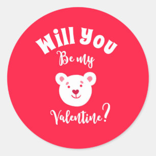 Cute Valentine's Day Classic Round Sticker