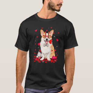 Cute Valentine's Day Corgi Dog Heart Costume Premi T-Shirt