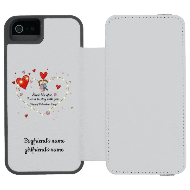 Cute Valentine's day couple hearts custom Incipio iPhone Wallet Case (Folio Open)