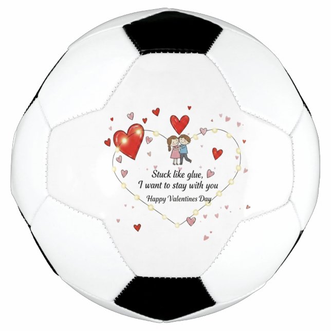 Cute Valentine's day couple hearts custom Soccer Ball (Front)
