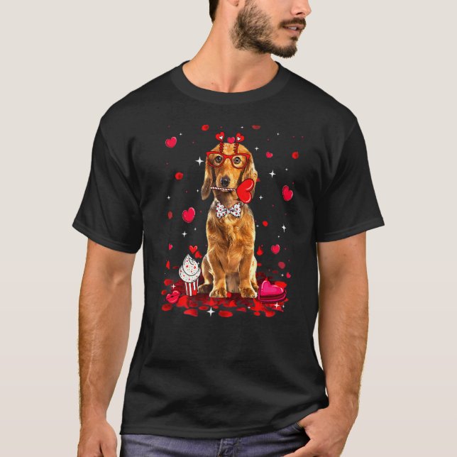 Cute Valentine's Day Dachshund Dog Heart Costume P T-Shirt (Front)