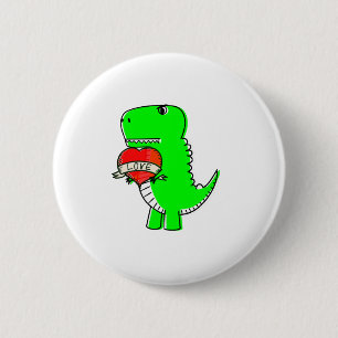 Cute Valentines Day Dinosaur 6 Cm Round Badge