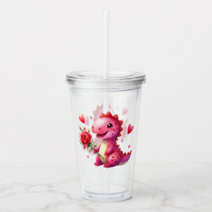 Cute Valentine's day dinosaur Acrylic Tumbler