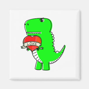 Cute Valentines Day Dinosaur Magnet