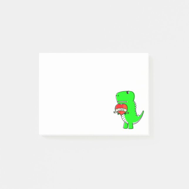 Cute Valentines Day Dinosaur Post-it Notes (Front)