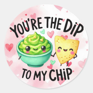 Cute Valentine's Day Dip To My Chip Funny Classic Round Sticker