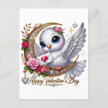 Cute Valentine's Day Dove Holiday Postcard 