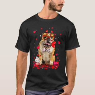 Cute Valentine's Day English Bulldog Dog Heart Cos T-Shirt