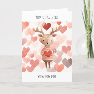 Cute Valentine's Day Folded & Editable, Deer Heart Holiday Card
