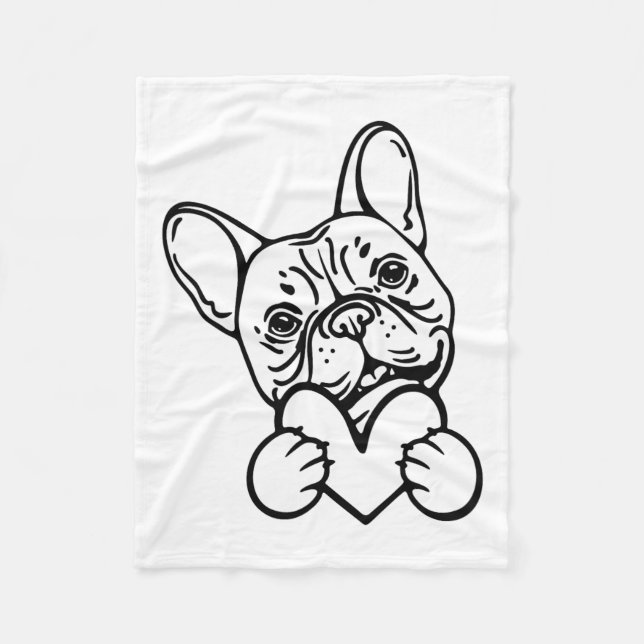 Cute Valentine's Day Frenchie French Bulldog Lover Fleece Blanket (Front)