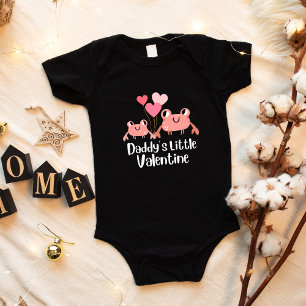 Cute Valentines Day Funny Baby girl Crab and dad Bodysuit