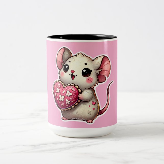 Cute valentines day gift Two-Tone coffee mug (Center)