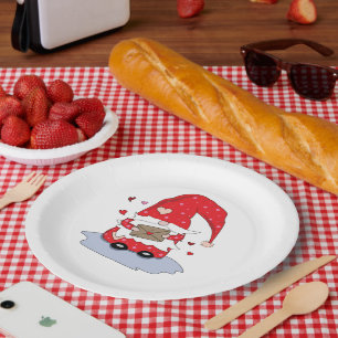 Cute Valentine's Day Gnome Paper Plates
