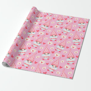 Cute Valentine's Day Gnomes Pink   Wrapping Paper