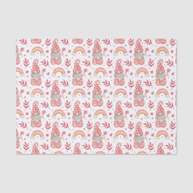 Cute Valentine's Day Gnomes Tissue Paper (Front)