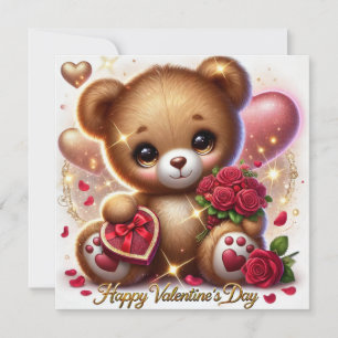 Cute Valentine's Day Greeting Teddy Bear Card 