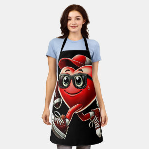 Cute Valentine's Day Heart Playing Football Apron