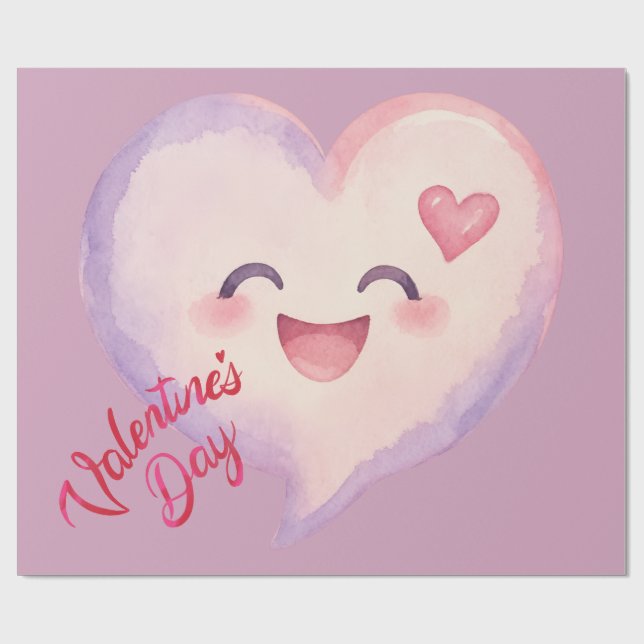 Cute Valentine's Day Heart Wrapping Paper (Flat)