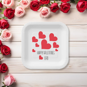 Cute Valentine's Day Hearts And Tons Of Love Cool  Paper Plate