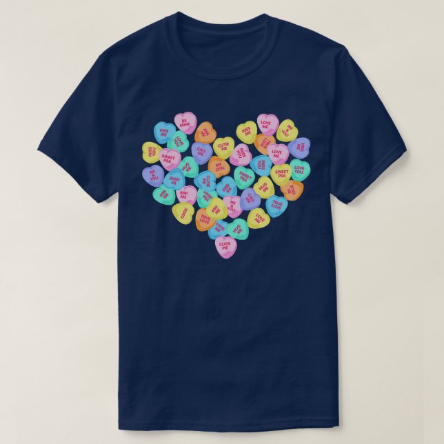 Cute Valentines Day Hearts Candy Valentines Love T T-Shirt (Design Front)
