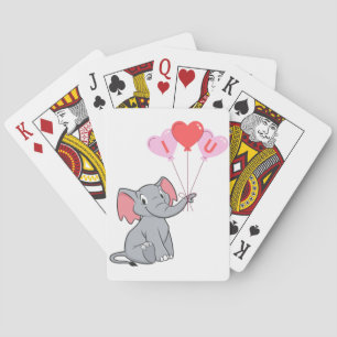 cute Valentine's Day I love you elephant Playing Cards