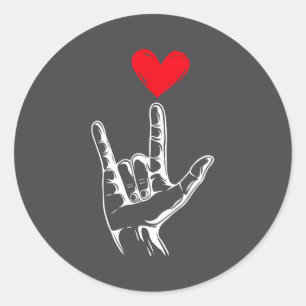 Cute Valentines Day I Love You Hand Sign Language  Classic Round Sticker