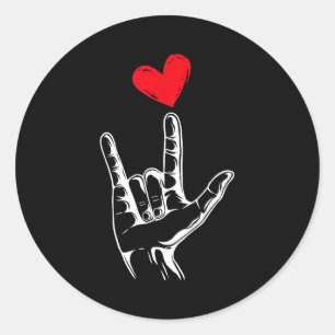 Cute Valentines Day_ I Love You Hand Sign Language Classic Round Sticker