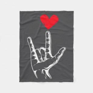 Cute Valentines Day I Love You Hand Sign Language  Fleece Blanket