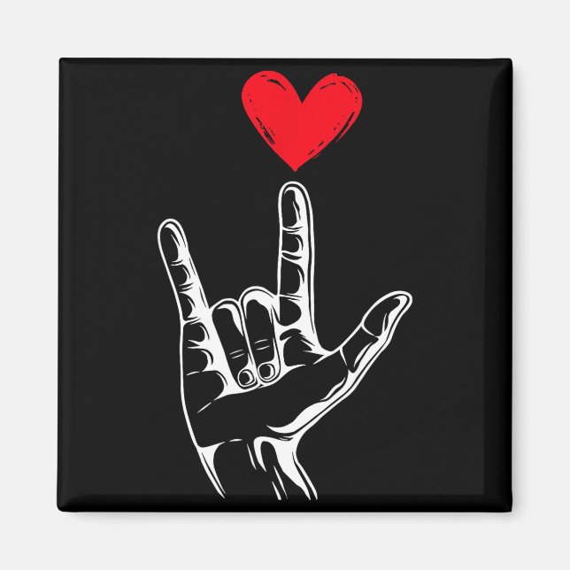 Cute Valentines Day I Love You Hand Sign Language  Magnet (Front)