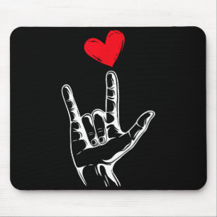 Cute Valentines Day_ I Love You Hand Sign Language Mouse Pad